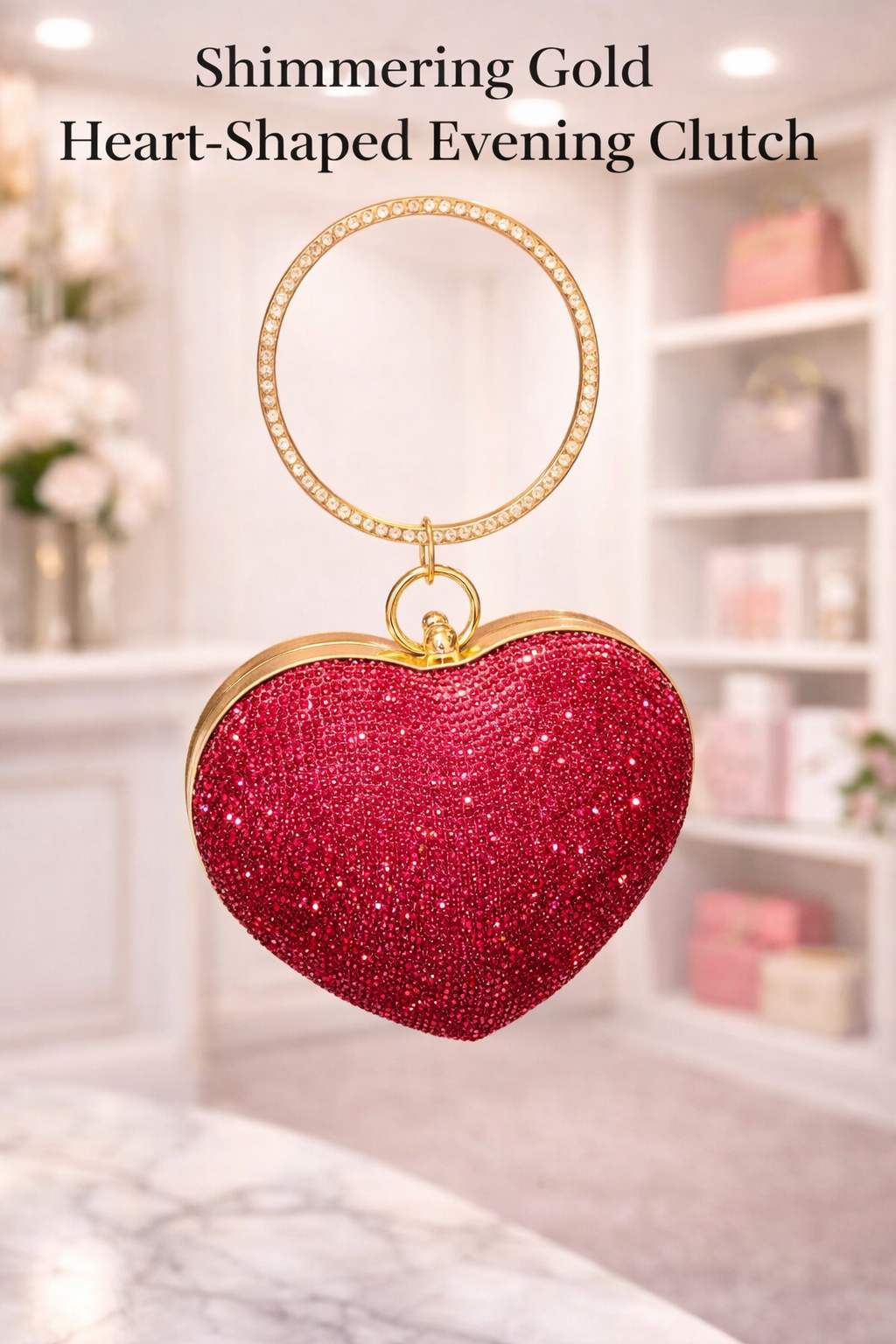 Viral Metallic Shimmering Gold Heart-Shaped Evening Clutch / Bags