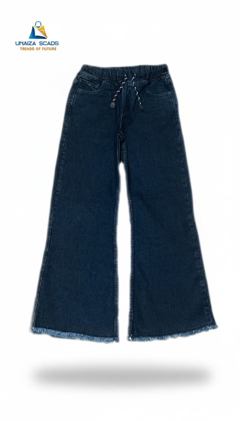 Girls Flapper Flare Jeans – Dark Blue Denim