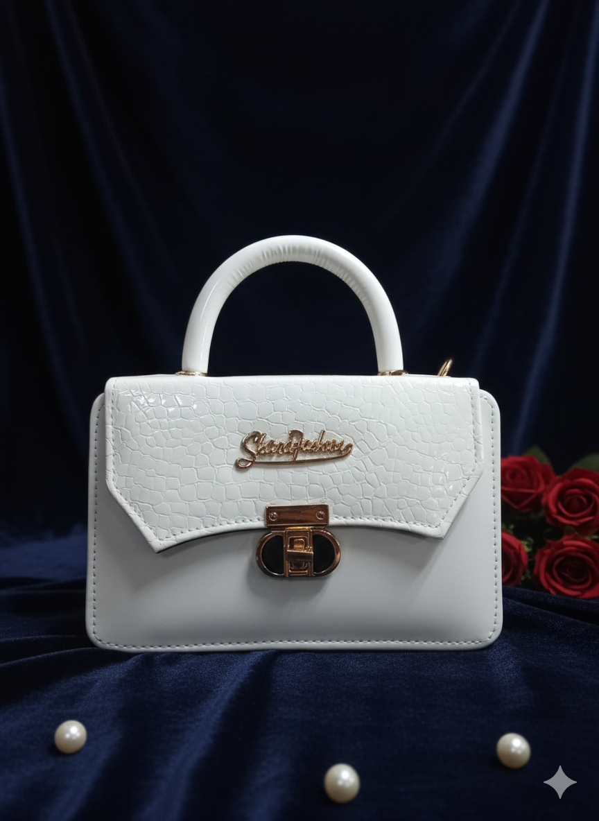 The Saturn Handle Croc Embossed Bags