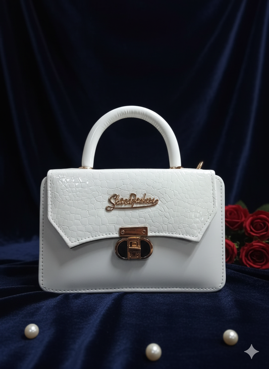 The Saturn Handle Croc Embossed Bags