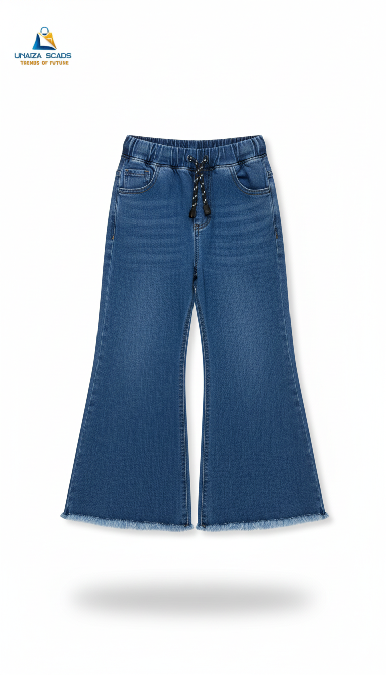 Girls Flapper Flare Jeans – Mid Blue Denim