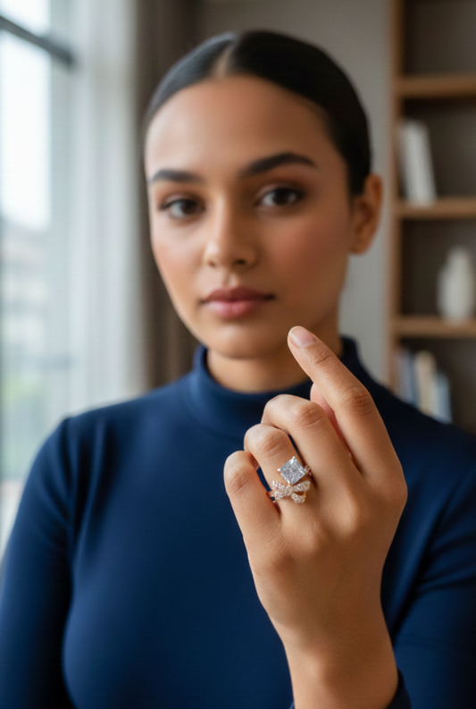 Crystal Princess Bow Ring Gold  Plated Jewelry (Adjustable)