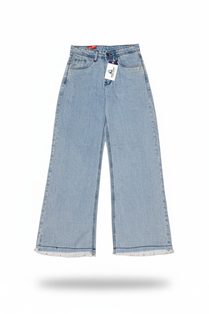 Ladies Flapper Denim Jeans Sky Blue