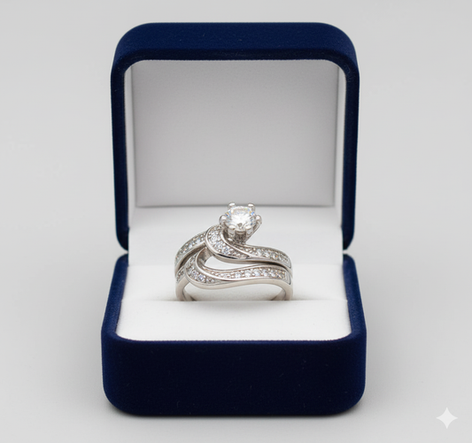 Elegant Silver Celestia Pair Ring Stainless Steel Jewelry