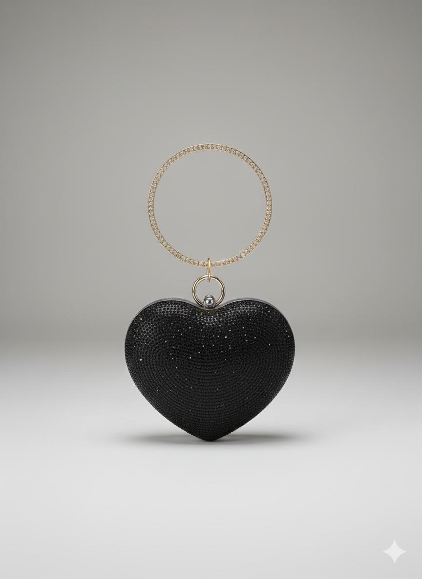 Viral Metallic Shimmering Gold Heart-Shaped Evening Clutch / Bags