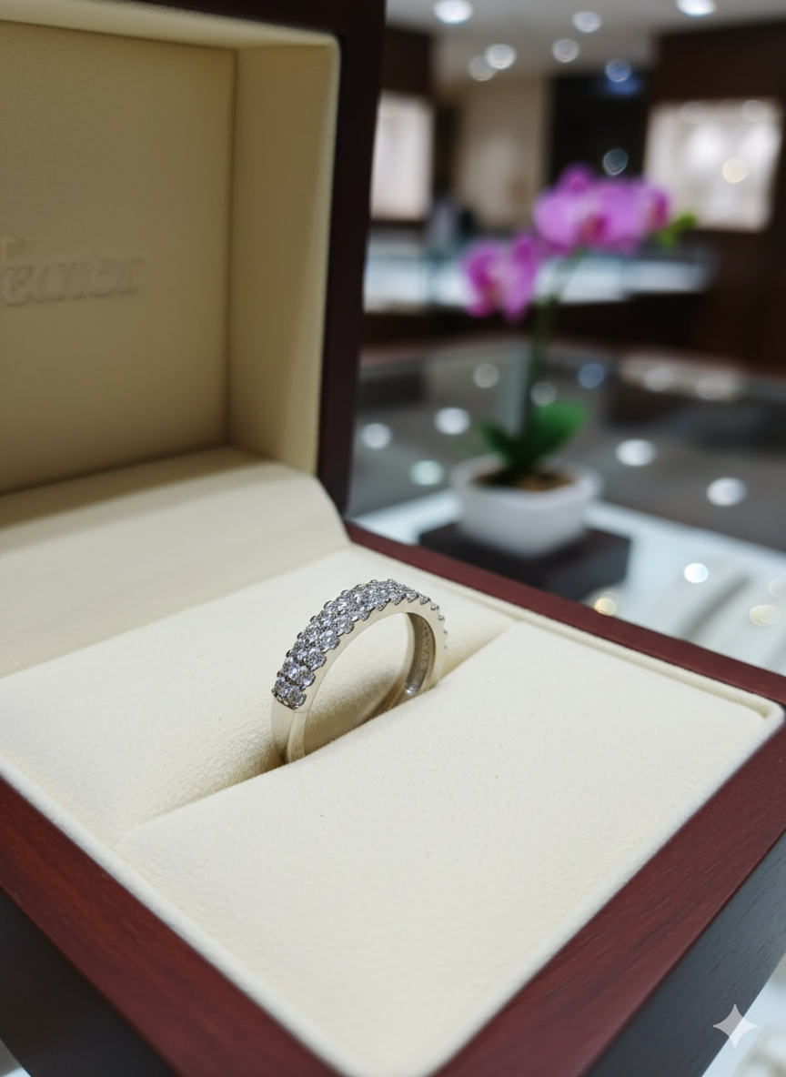 Gold Plated Sparkle Double Row Zircon Ring Jewelry