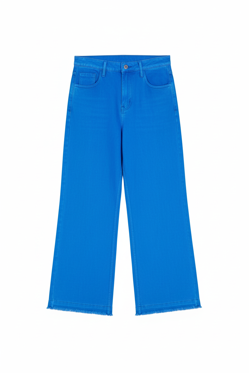 Ladies Royal Blue Flared Denim Jeans Flapper