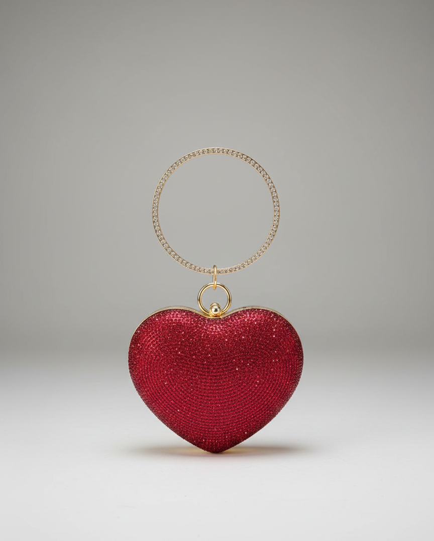 Viral Metallic Shimmering Gold Heart-Shaped Evening Clutch / Bags
