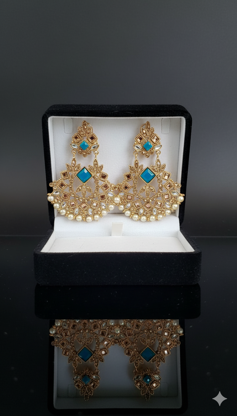 Beautiful Zircon Embellished Kundan Jhumka Set Jewelry (Free Shipment)
