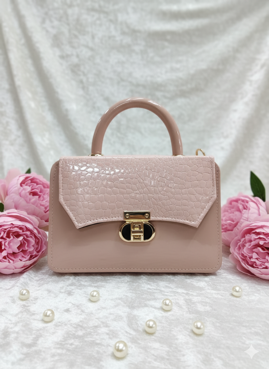 The Saturn Handle Croc Embossed Bags