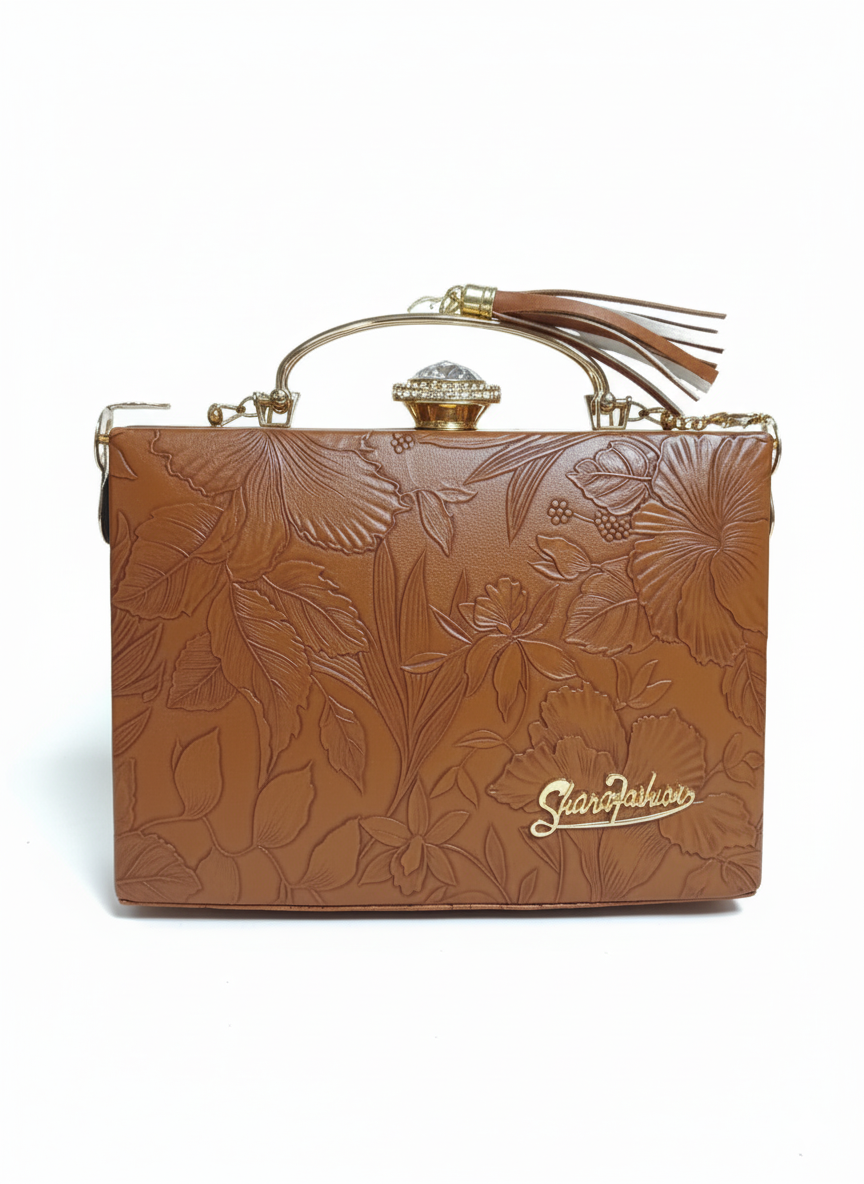 Gold Flora Sculpted Bloom Box Bags