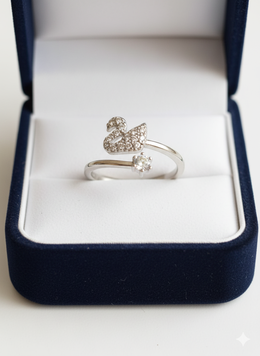 Beautiful Zirconic Swan Style Ring Jewelry (Adjustable)