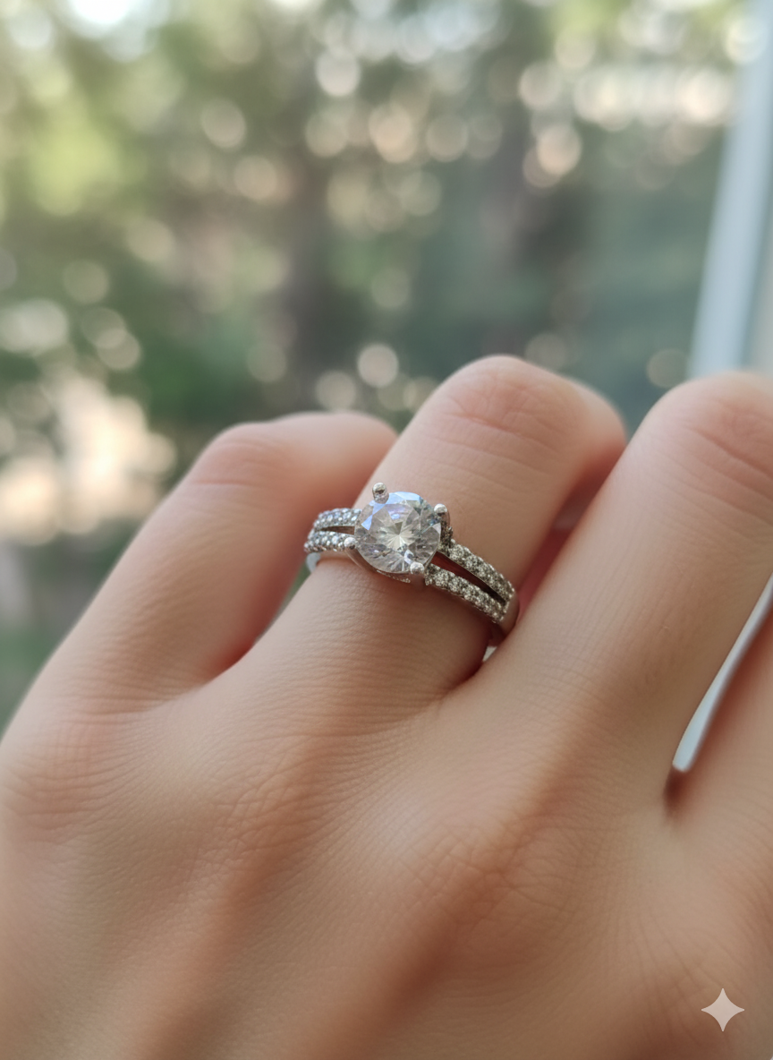 Double Layers Zircon Embellished Ring Jewelry