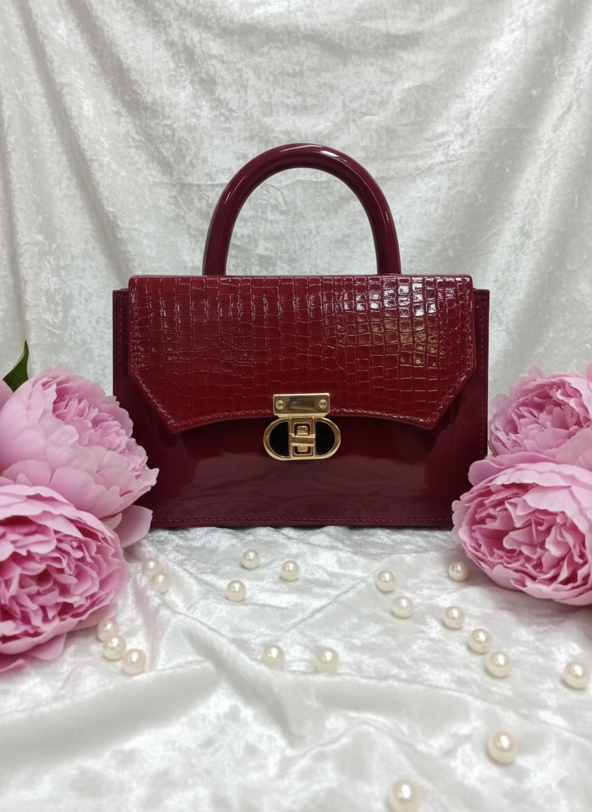 The Saturn Handle Croc Embossed Bags