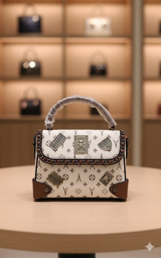 Vintage Charm Embellished Top-Handle Bag