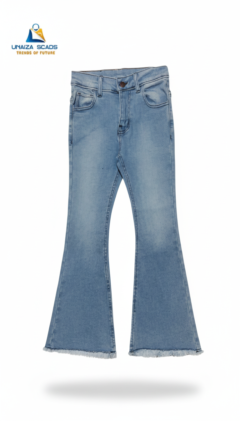 Girls Jeans Bell Bottom Light Sky Blue