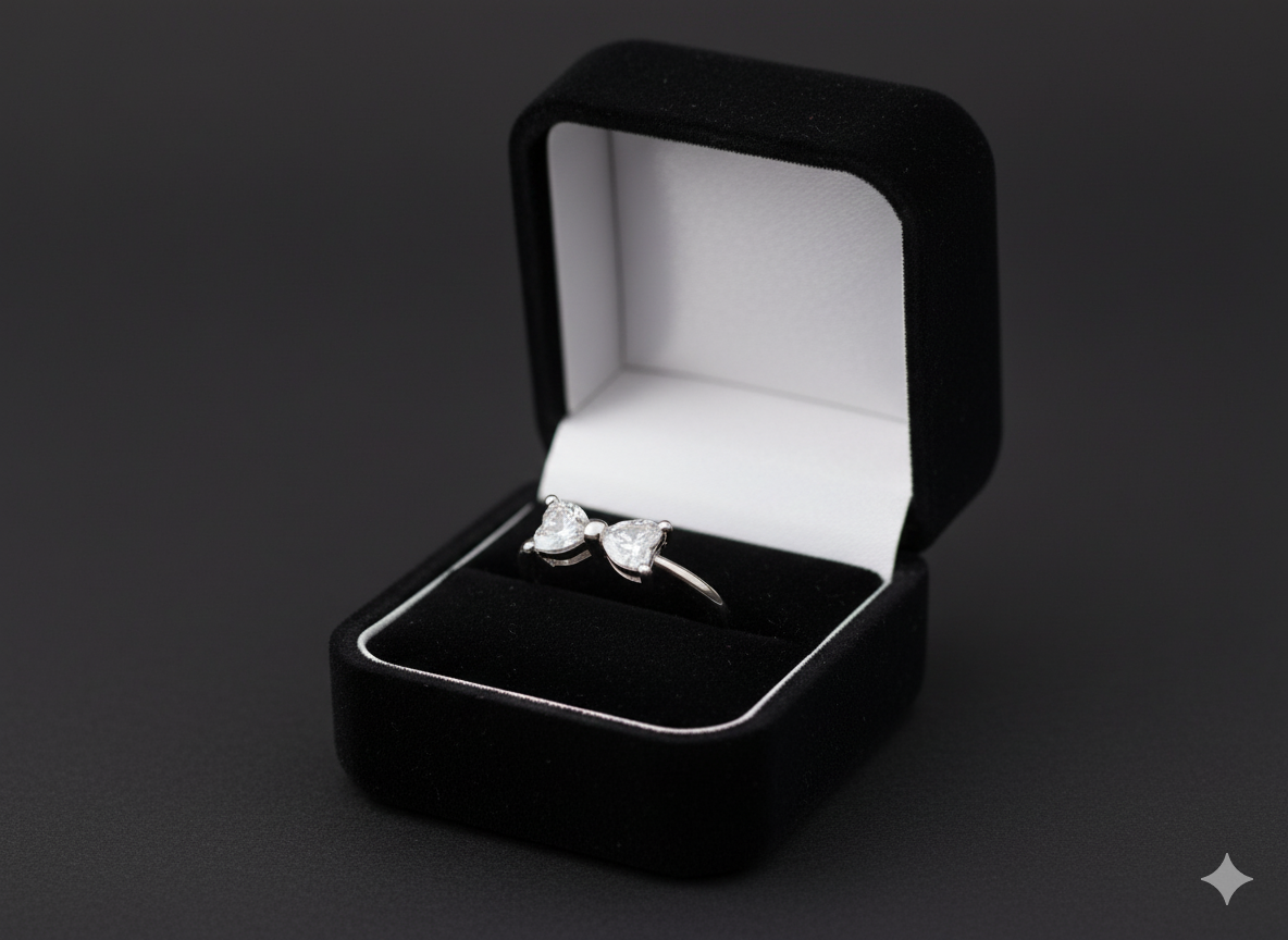 Elegant Silver Zirconic Bow Style Ring Jewelry (Adjustable)