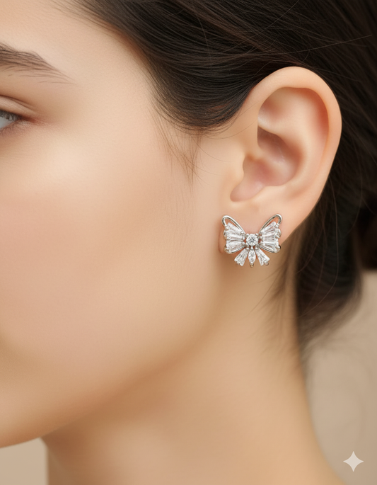 Luxury Zircon Embellished Butterfly Earrings/Tops Jewelry