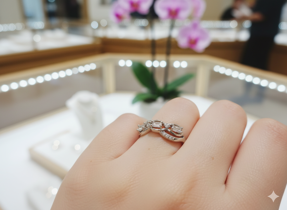 Silver Plated Twist Elegance Zircon Ring Jewelry (Adjustable)