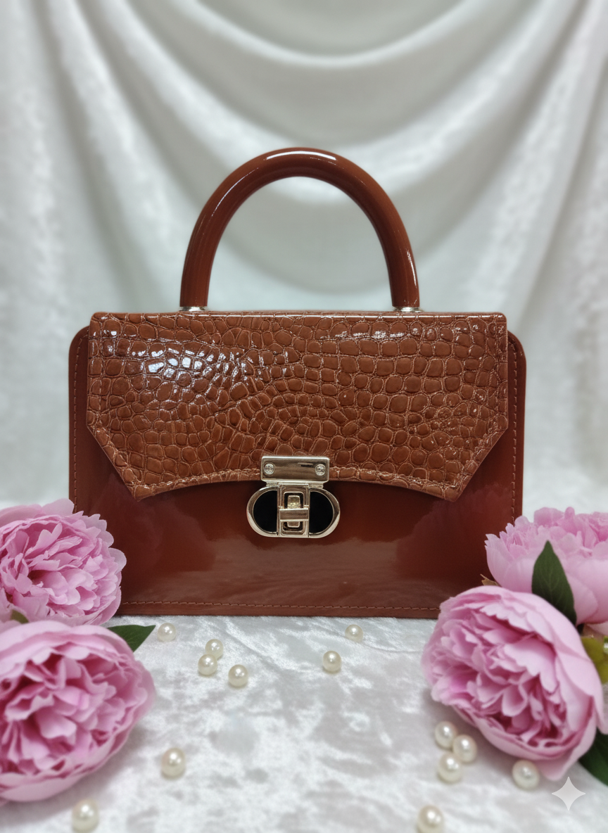 The Saturn Handle Croc Embossed Bags