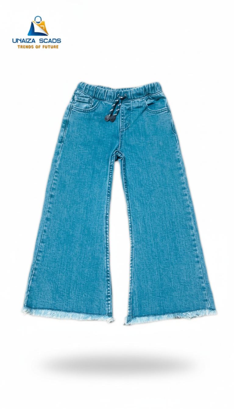 Girls Flapper Flare Jeans – Sky Blue Denim