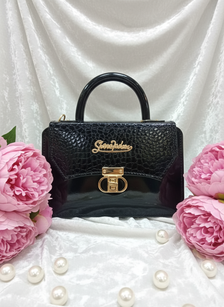 The Saturn Handle Croc Embossed Bags