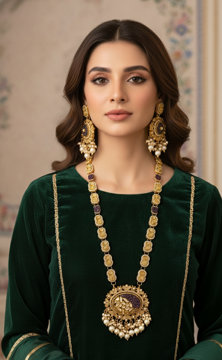 Mughal Majesty Long Necklace Turksih Maala Set Jewelry