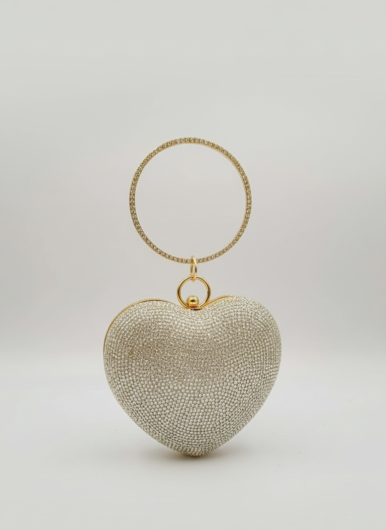 Viral Metallic Shimmering Gold Heart-Shaped Evening Clutch / Bags