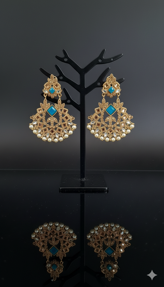 Beautiful Zircon Embellished Kundan Jhumka Set Jewelry (Free Shipment)