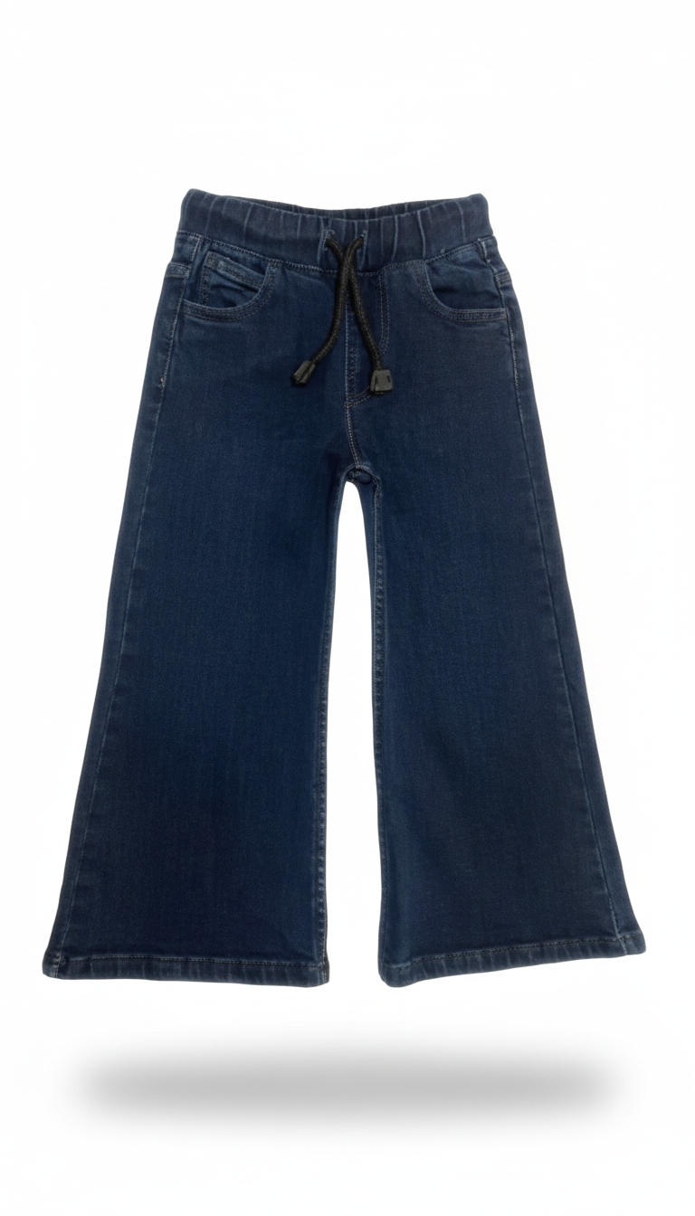 Girls Flapper Denim Jeans – Dark Blue
