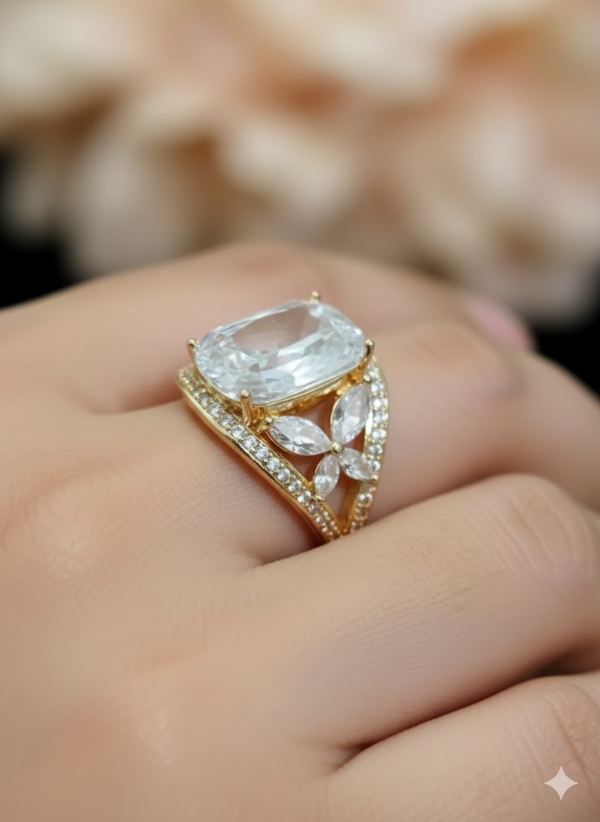 Elegant Luxury Zirconic Butterfly Style Gold Ring Jewelry