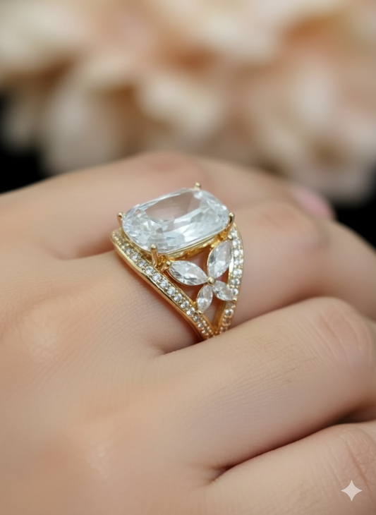 Elegant Luxury Zirconic Butterfly Style Gold Ring Jewelry