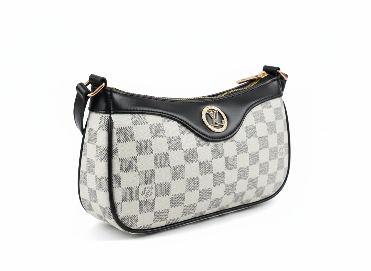 Luxe Checkered Charm Shoulder Bags