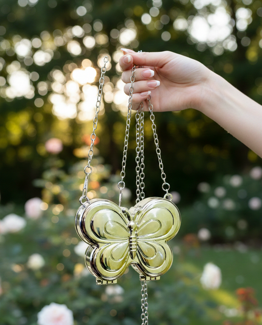 Metallic Beautiful Butterfly Mini Cross Body Pouch / Clutch Bags