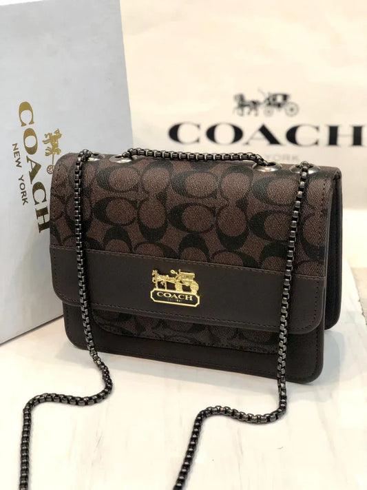 New Coach Dark Cross body Hand bag Black Chain