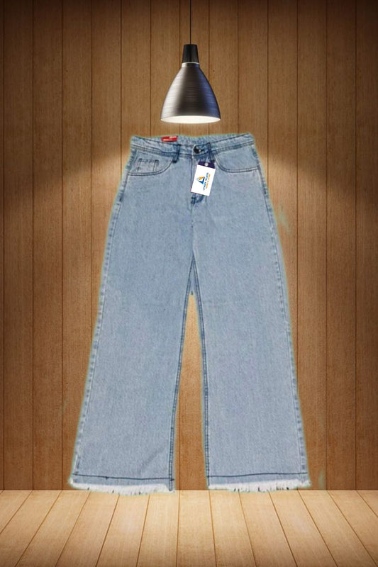Ladies Flapper Denim Jeans Sky Blue