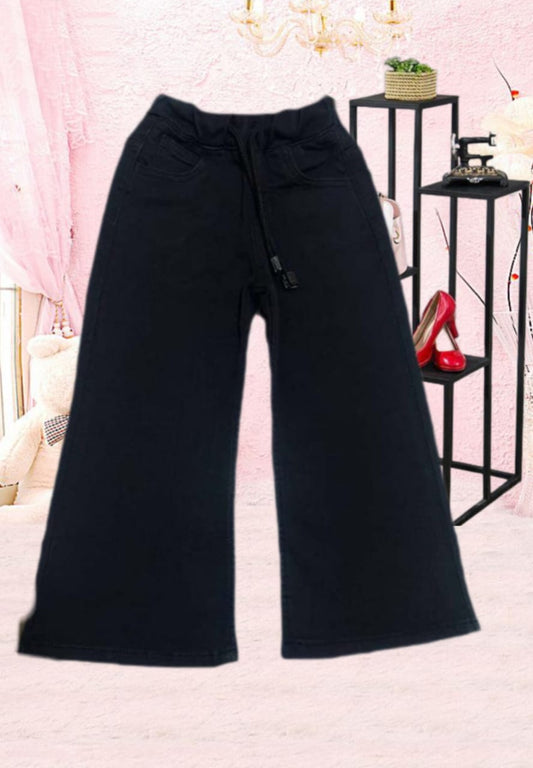 Ladies Jet Black Flare Flapper Denim Jeans