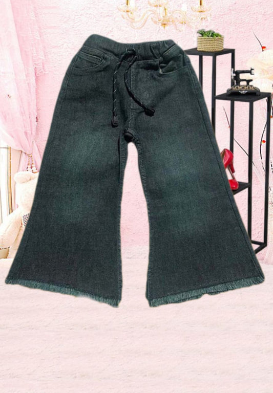 Ladies Greenish Flare Flapper Denim Jeans