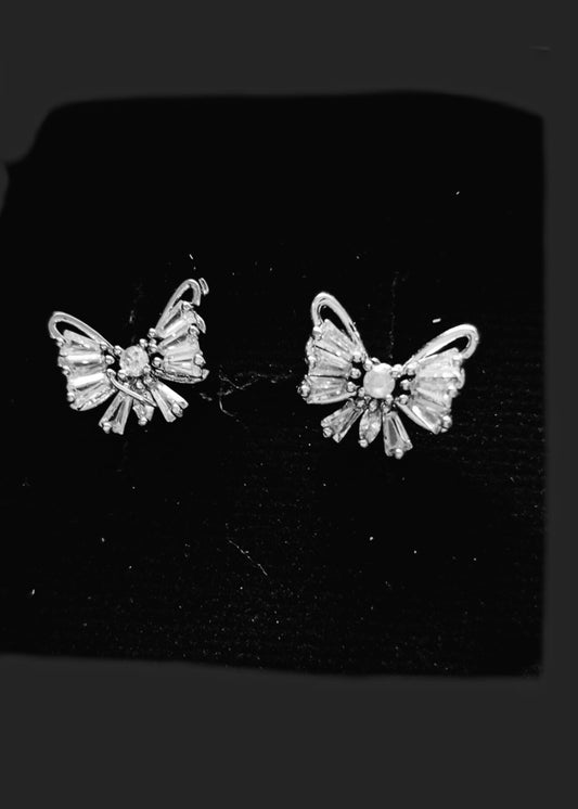 Luxury Zircon Embellished Butterfly Earrings/Tops Jewelry