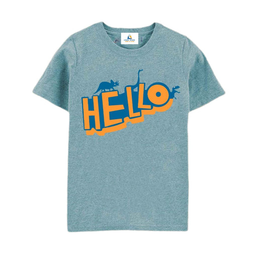 Mid Blue Hello Printed T-Shirt Kids