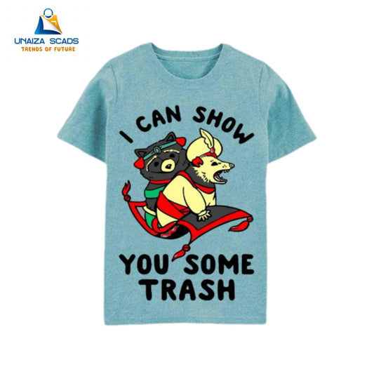Mid Blue (I Can Show You Some Trash) Printed T-Shirt Kids