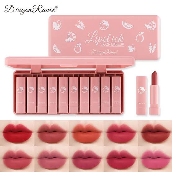 Dragon Ranee Mini Matte Lipstick Set 10 Pcs Cosmetics