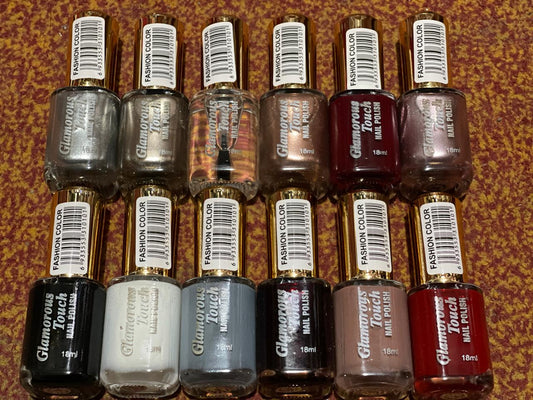 Glamorous Touch Matte /Glitter Finish Nail Paint Set Of 12 Cosmetics