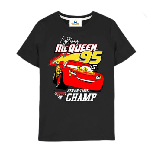 Black/Navy McQueen Car Champ Printed T-Shirt Kids