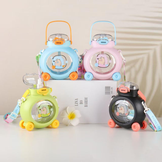 Adorable School Sipper Water Bottle With Moving Wheels For Kids