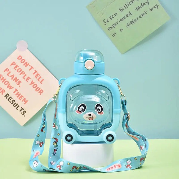 Silicone Cute Bear Transparent Sipper School Water Bottle For Kids Random Designs