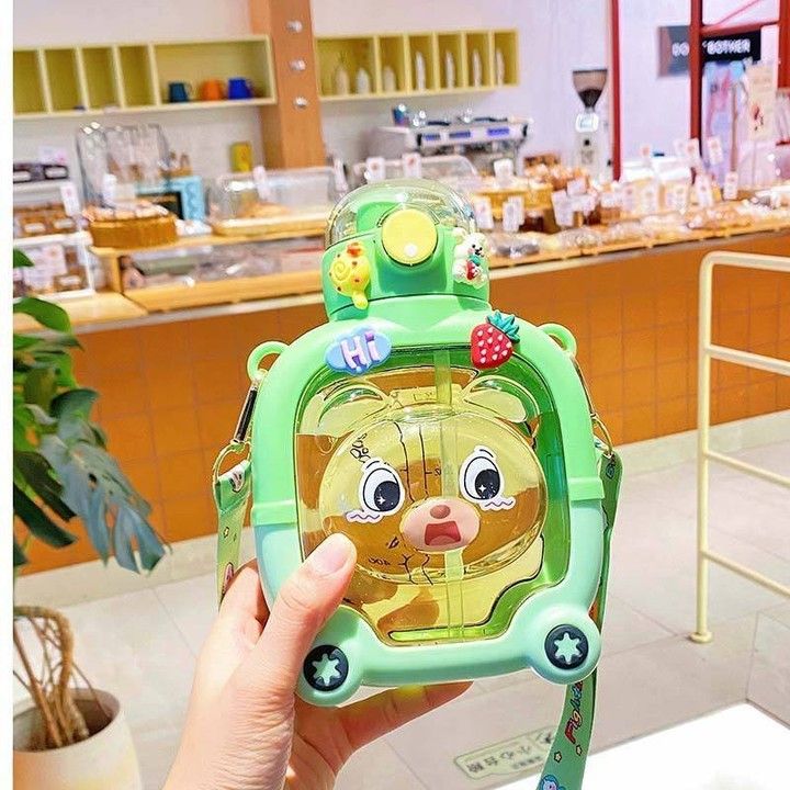 Silicone Cute Bear Transparent Sipper School Water Bottle For Kids Random Designs