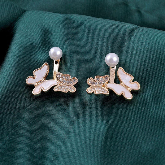Stylish Double Butterfly Silver Earrings/Tops Jewelry
