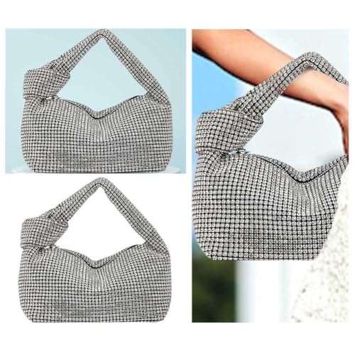 Mid Night Glam Rhinestone Knot Handle Sparkle Evening Bag