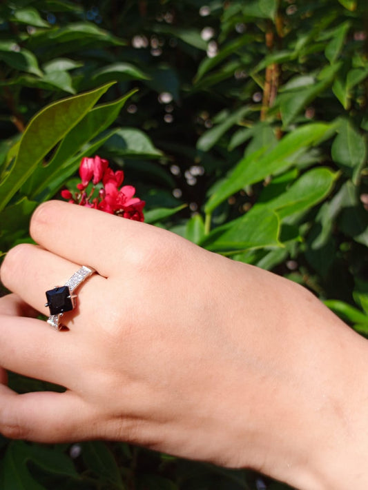 Midnight Majesty Silver Plated Ring Jewelry (Adjustable)